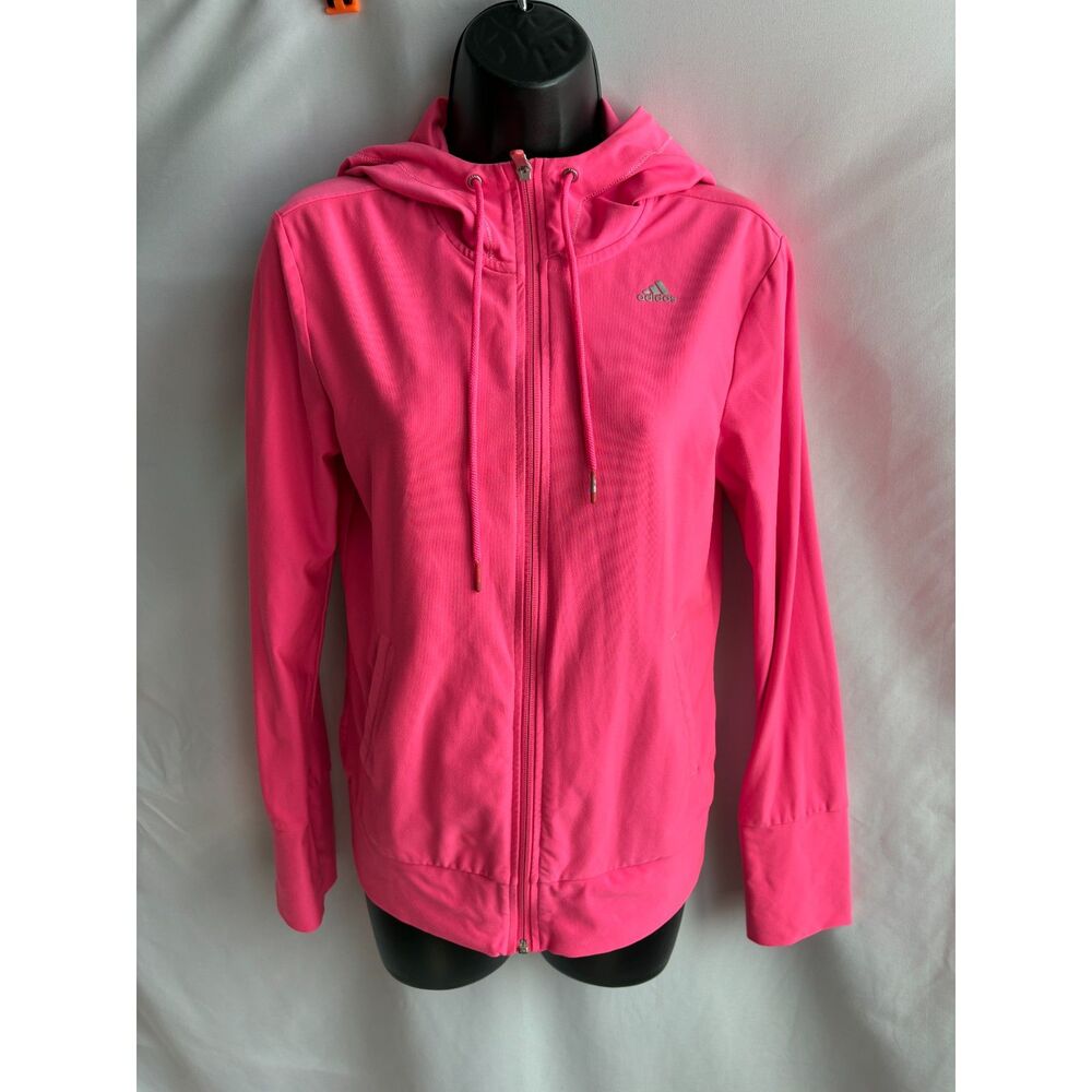 Adidas Climalite Full Zip Hoodie Jacket Neon Pink Athletic Barbiecore Size S